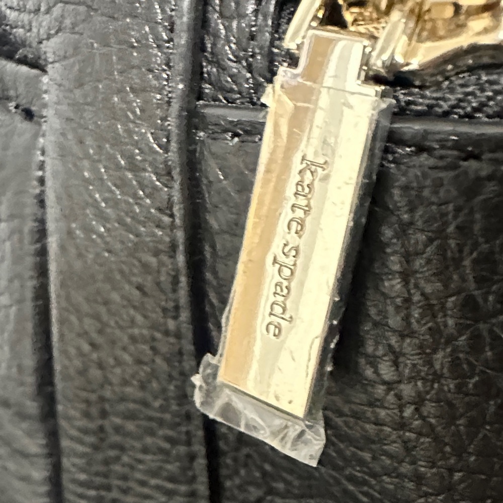 Kate Spade Black Pebbled Backpack NWOT.Fits IPad Plastic on Hardware 💯 Authentic - Picture 2 of 16